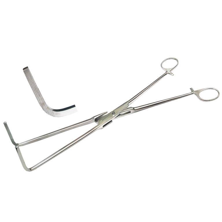 Затискач по Wertheim-Cullen, вагінальний, зігнутий. Довжина 32,5 см